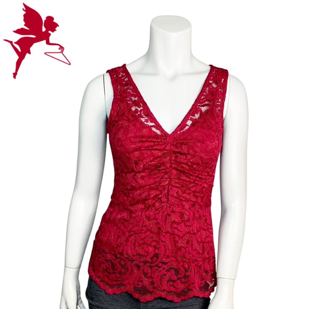 VELVET BY GRAHAM & SPENCER Two Piece Stretch Lace Top With Center Ruching